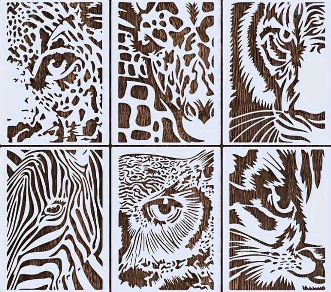 A4 Animal Eye Stencil Set Of 6