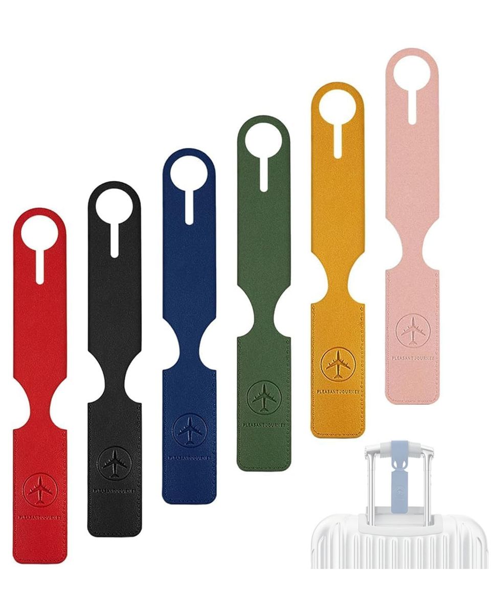 Leather Luggage Tags with Name ID Card for Suitcases