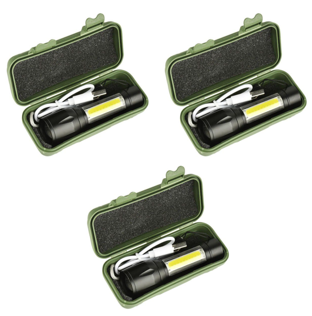 Mini Alloy USB Rechargeable Torch Flashlight with Zoom & Side Light - 3 Set | Shop Today. Get it ...