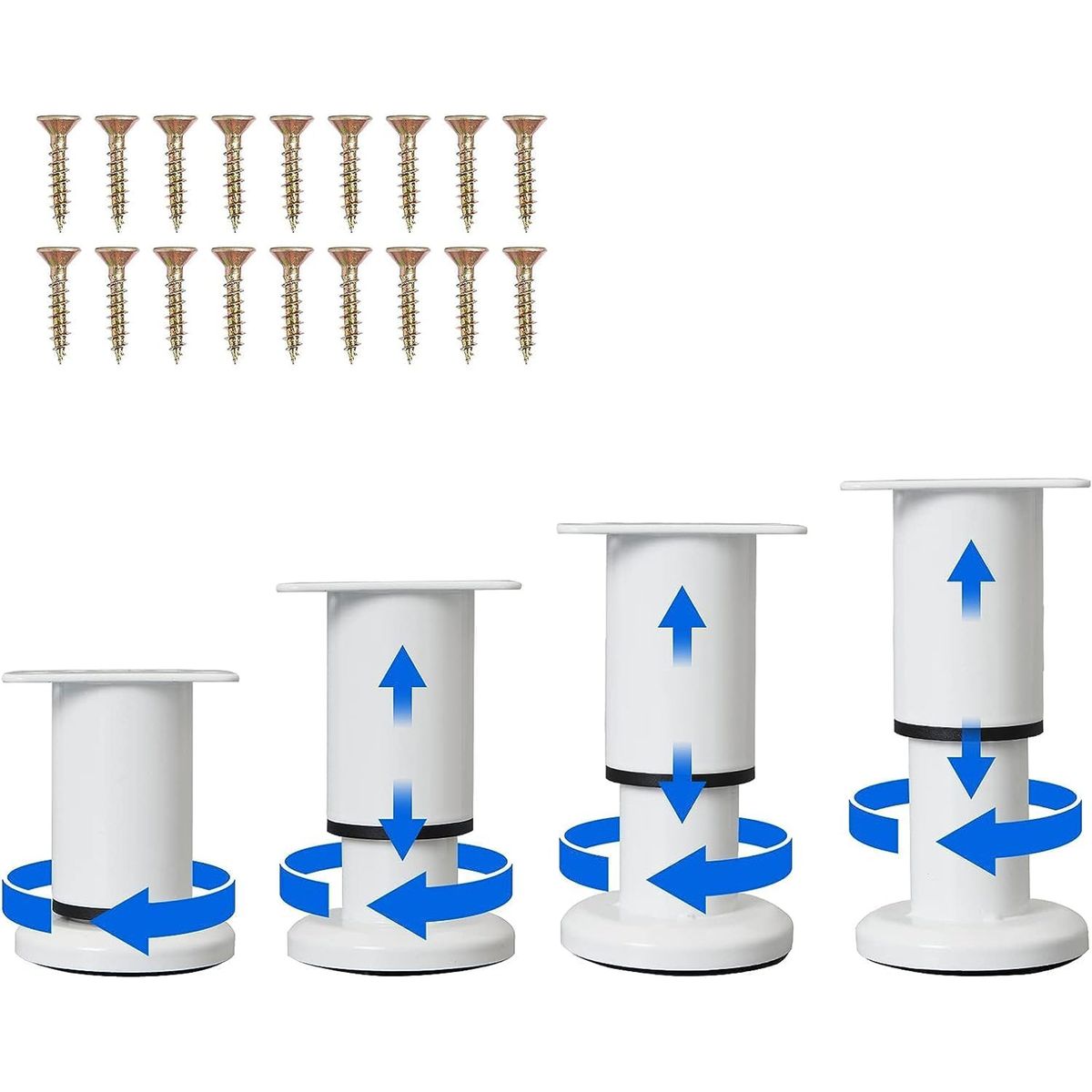 4 Piece Adjustable Furniture Legs Metal Feet Height