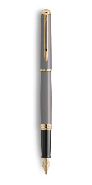 WATERMAN Hemisphere Metallic Grey Gold Trim Fountain Pen Medium Gift Box