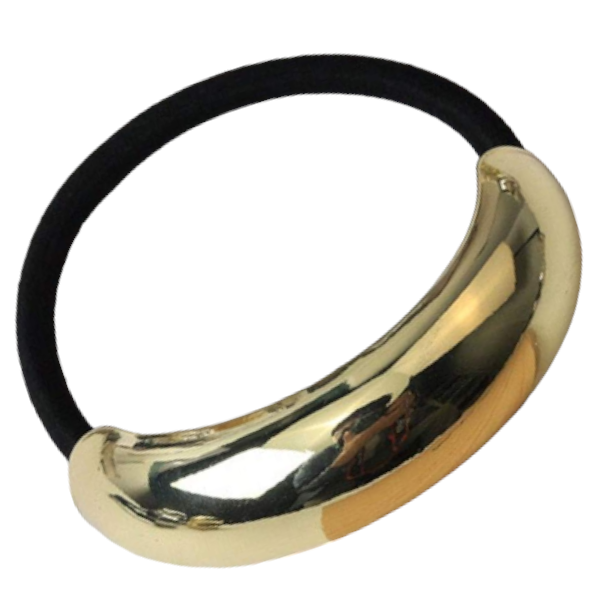 Elegant Metal Ring Hair Tie With Built-In Elastic Band For Women - Gold