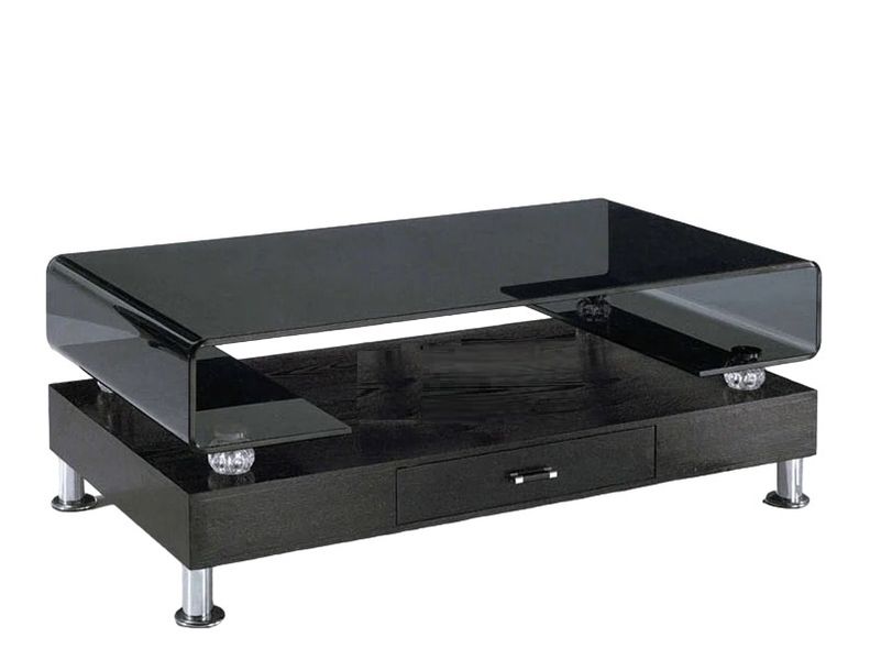 Coffee Tables -Tempered Glass Top -Wooden Base - Black Colour
