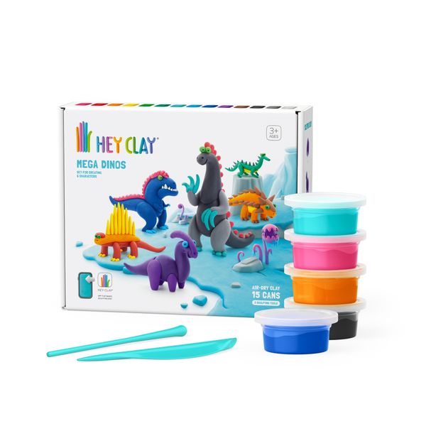 Hey Clay: Modelling Air-Dry Clay w Fun Interactive App, Mega Dinos, 15 cans
