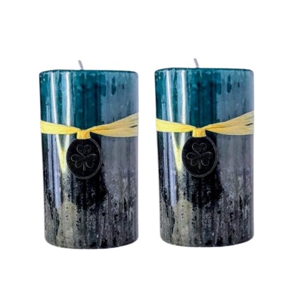 Scented Candle Set - Blue and Black - 12 cm - Pack of 2