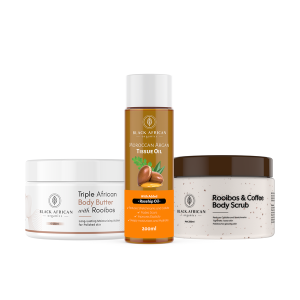 Ultimate Body Glow Kit - Scrub. Oil. Butter - Stretchmarks and Cellulite