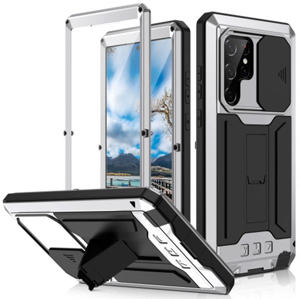 Metal &amp; Silicone Holder Phone Case Compatible with Samsung Galaxy S22 Ultra