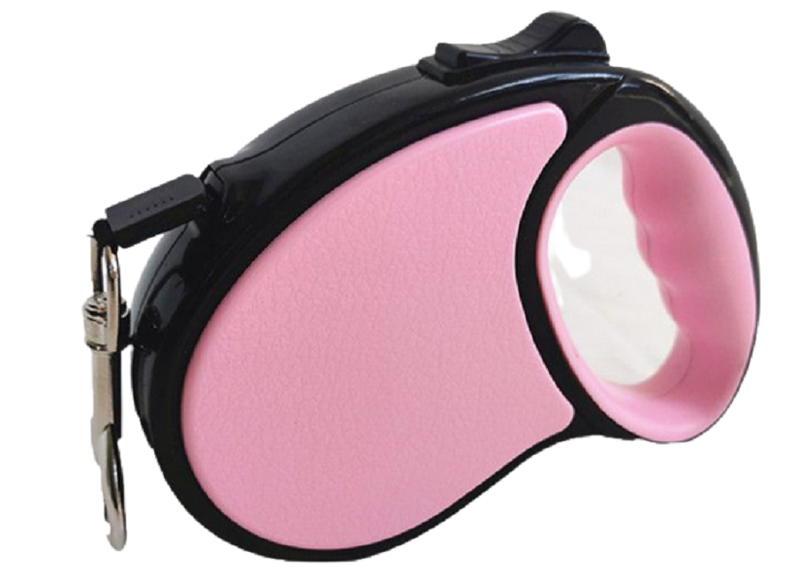 Retractable Dog Leash, 3m Cord, Pink