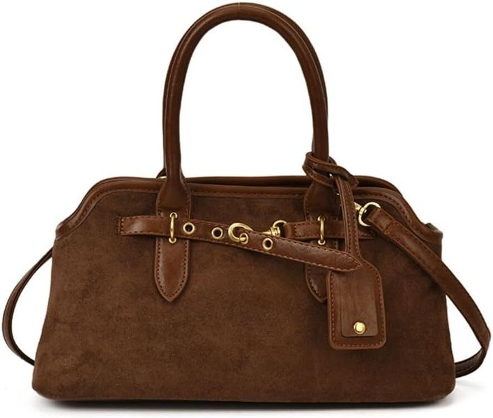 Faux Suede Slouchy Tote Bag for Women - Vintage Hobo Shoulder Handbag