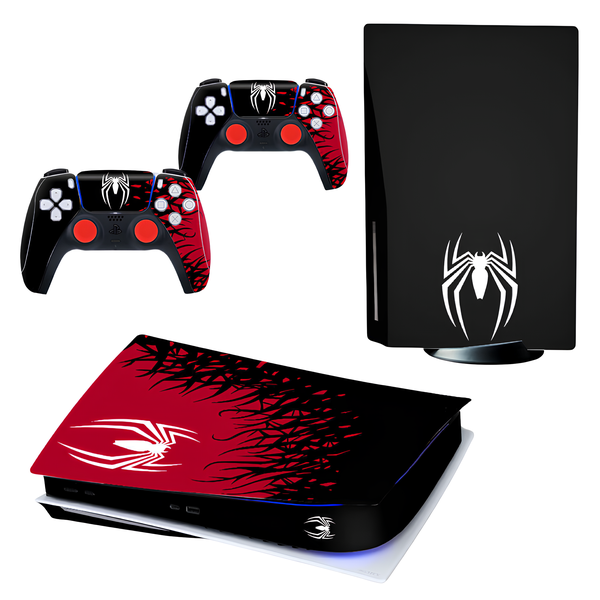 Skin Decal Sticker For PS5 Console, Controls &amp; Joystick Caps - Black &amp; Red