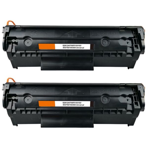 2 Pack HP Q2612A FX9 FX10 Compatible Toner Cartridge Replacement Black