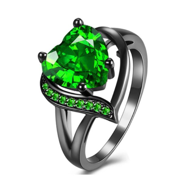 ZELTRYN Heart-Shaped Personalized Diamond-Inlaid Ring
