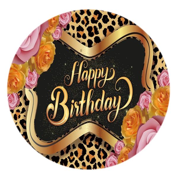 Happy Birthday Rose Round Wooden Vinyl Signage 40CM