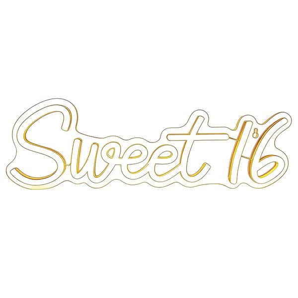 Sweet 16 LED Neon Light Sign Happy 16th Birthday Party Wall Decor Banner