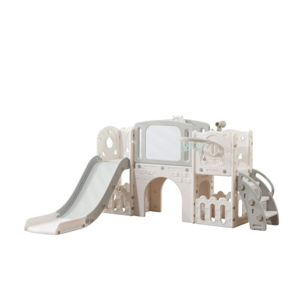 Babies-Up Outdoor Slide With Drawing Board Bridge and BasketBall Hoop Set