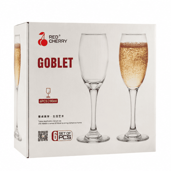 Premium 6-Piece Champagne Goblet Set (180ml Each)
