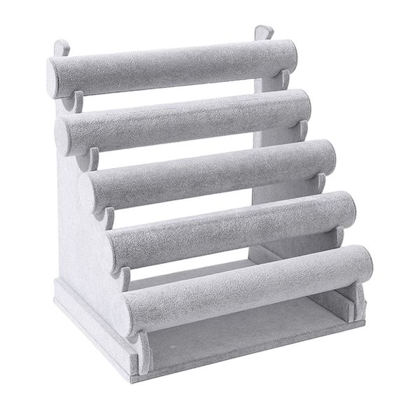 5-Tier Removable Velvet Jewelry Stand for Bracelet Watch Necklace