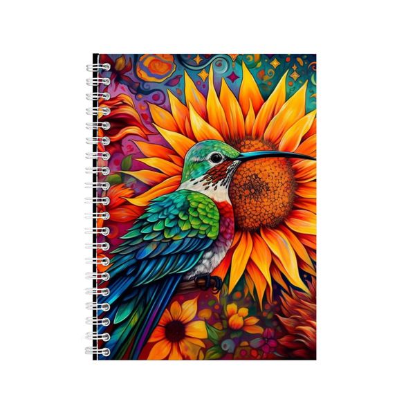 Hummingbird With Sunflowers Neon Notebook Gift Idea A4 Notepad Pad 73