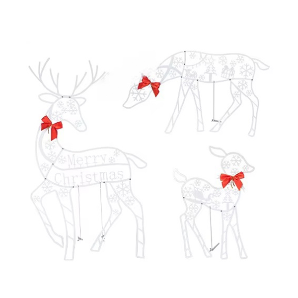 3PCS Handmade Iron ArtElk Deer LED Light Glowing Glitter Decor
