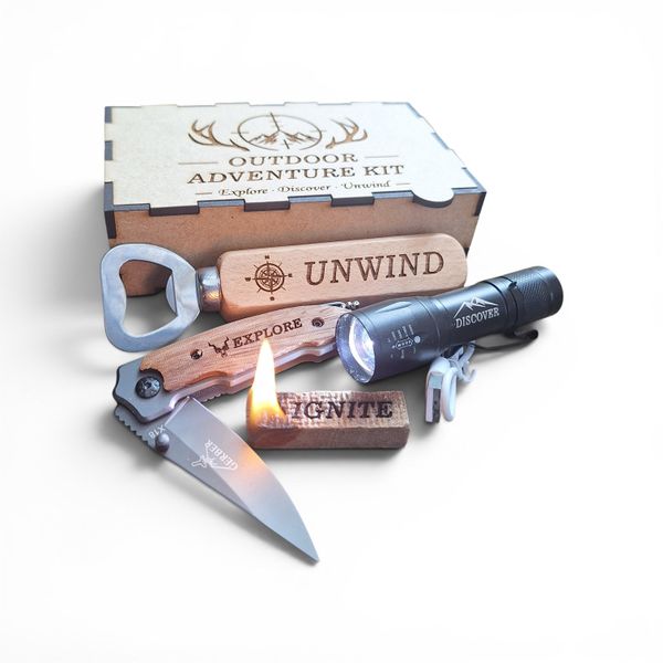 Outdoor Adventure Kit with Knife and Flashlight