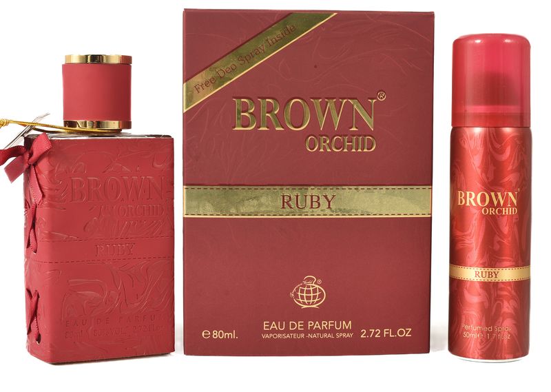 Brown Orchid Ruby Eau de Parfum &amp; Body Spray - 80ml EDP + 200ml Spray