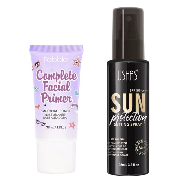 Set of 2- Febble Primer &amp; Ushas Sun Protection Waterproof Setting Spray