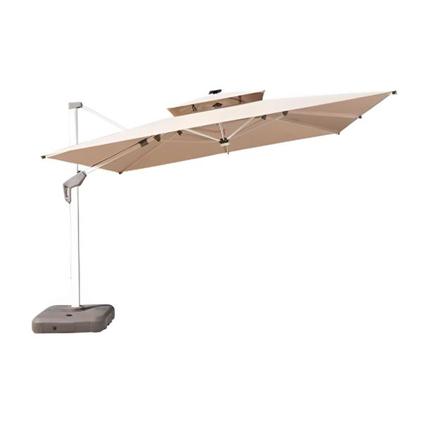 Double Canopy Square Outdoor Patio Umbrella With Solar Powered LED