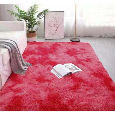 Large Premium Fluffy Carpet Rug, Large Red Fluffy Rug
