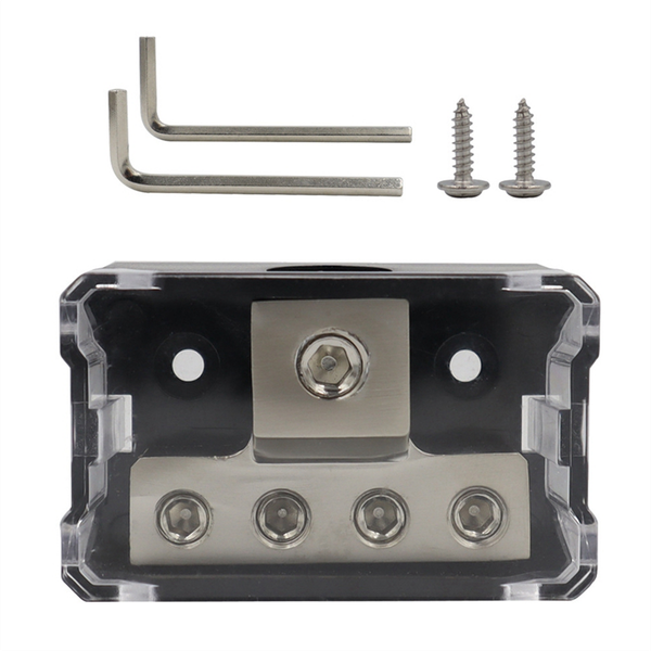 Universal Car Audio Power Cable Ground Box 1X 0Ga In 4X4Ga Out