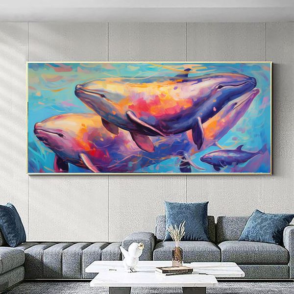 Canvas Wall Art - Whale family - 0830