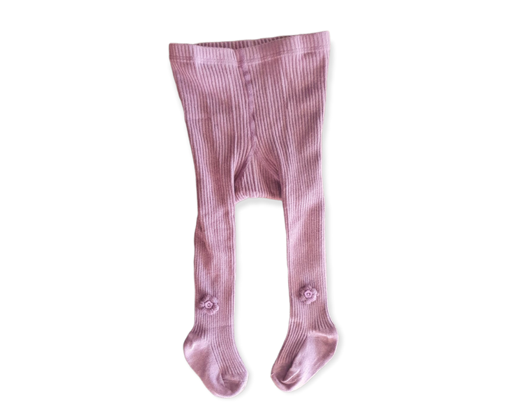 Little Leila - purple tights with flower - baby girl