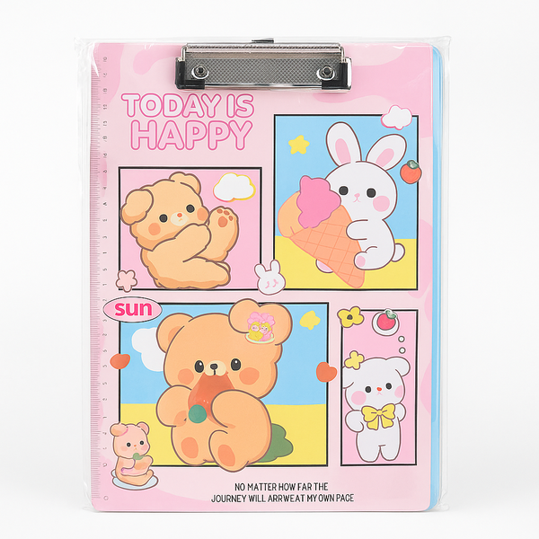 Cartoon A4 Clipboard - (Bear, Bunny, and Friends)12 x Boards