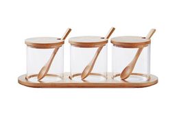 Glass Spice Jars Set With Bamboo Lid and Spoons - 3 Piece | Shop Today ...