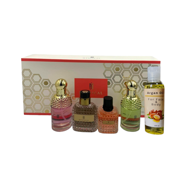 Mystical White &amp; Pink Perfume Set with Argan Oil