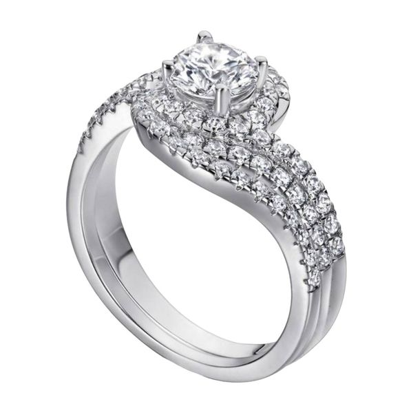 S925 Sterling Silver Twisted Wrap Ring Set - Full Diamond-Cut Stones