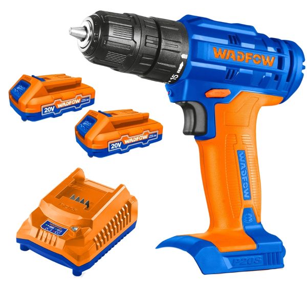 Wadfow - Cordless Drill 35Nm with 2x 1.5Ah Batteries and Charger (20V)