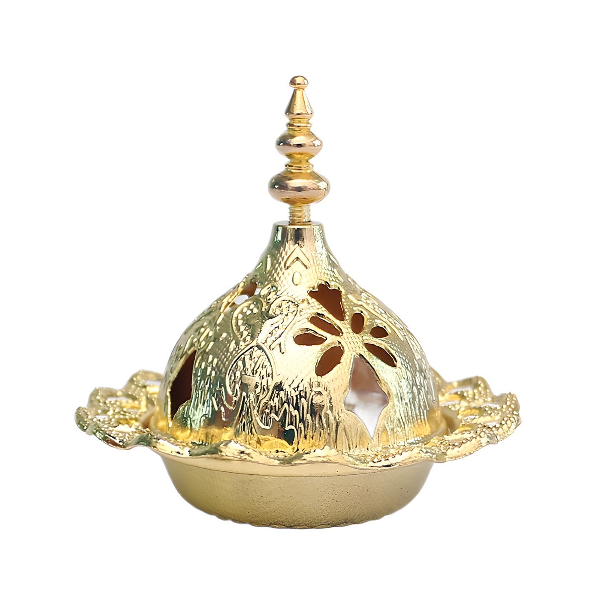 Candle Holder Golden Small Incense Burner Metal Iron Hollow Censer