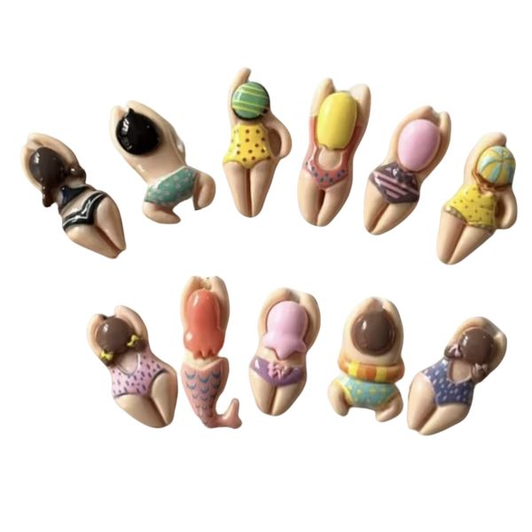 12pcs Cute Swimming Figure Fridge Magnets - Fun ABS Resin Decorations