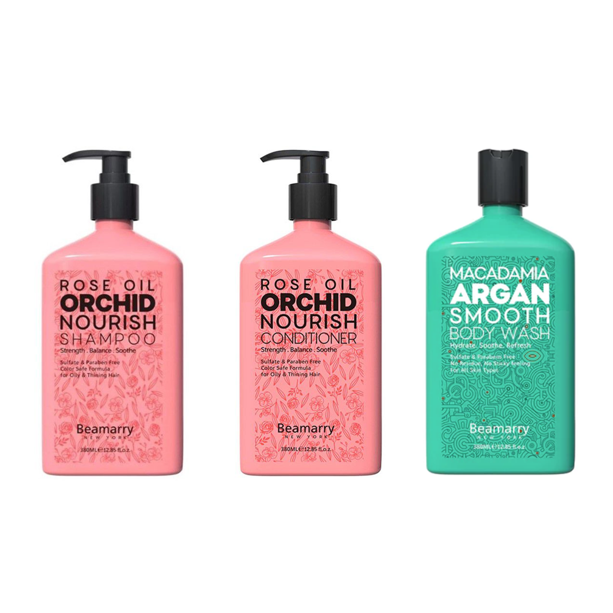 Beamarry Rose Oil Orchid Shampoo, Conditioner, Body Wash - Sulfate Free