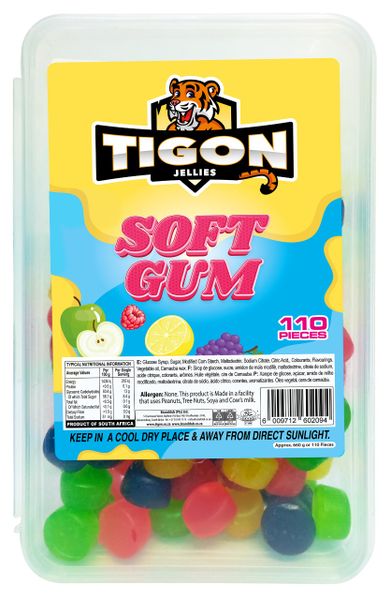 Tigon Soft Gums - Assorted Fruit Flavours Jelly Gummies - 110 pieces