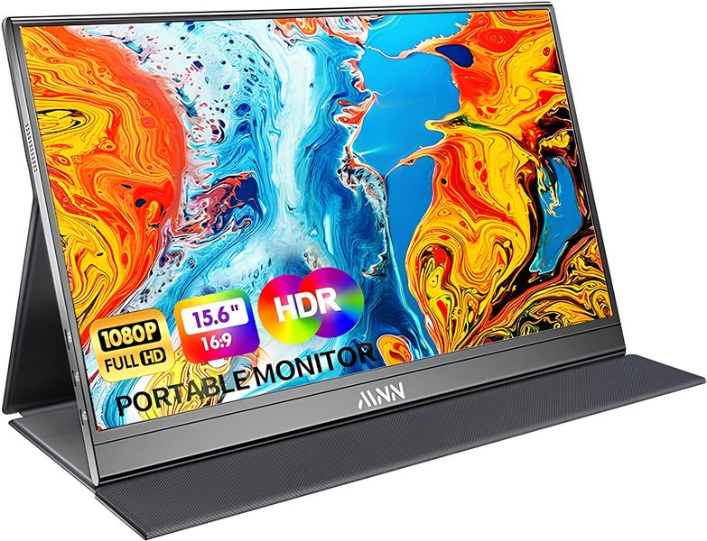 WUFK S1 15.6" Portable Monitor, FHD, HDR, USB-C/HDMI, IPS, Black