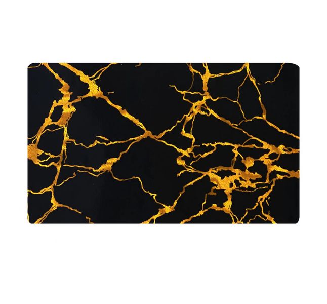 BUC Non Slip Heat Resistant Black Gold Marble Design Vinyl Placemats 6 PCS