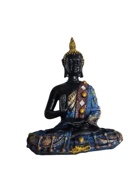 Hand-Painted Buddha Statue with Mirror Details - Spiritual Décor 22cm