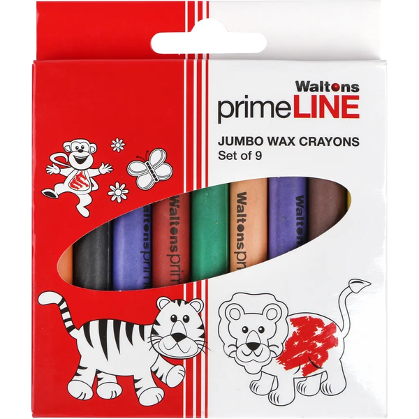 Primeline- 9 Jumbo Wax Crayons ×10