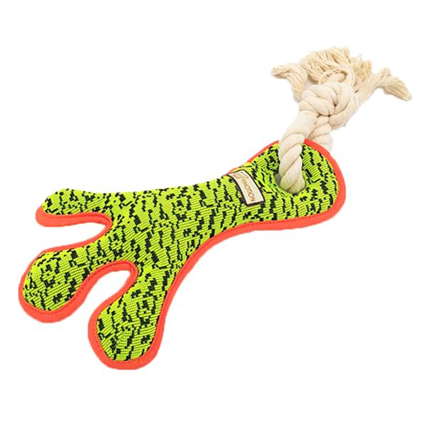 Fun Foot Dog toy with Rope Rope - Green