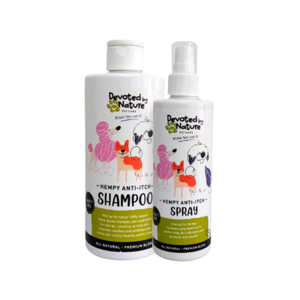 Devoted By Nature - Pet Itchy Skin Combo: Hemp Shampoo + Spray