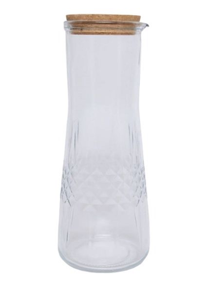 Clear Glass Juice Water Jar Bottle Decanter With Wooden Lid - 1130ml