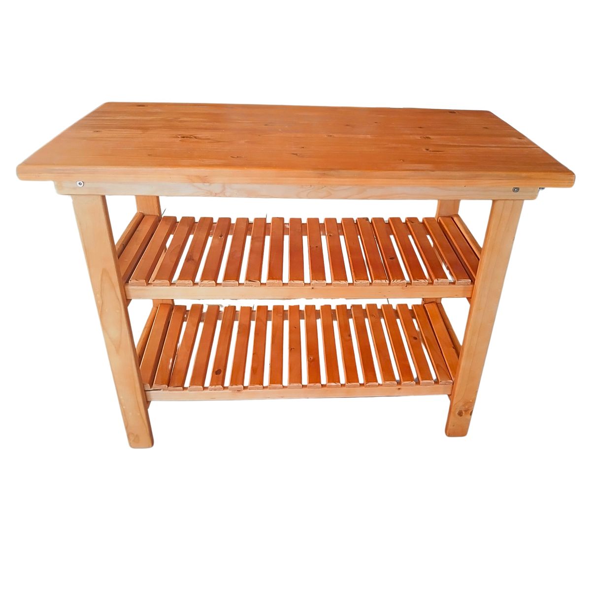 Premium Quality Pinewood Kitchen Island Table with Shelving 120X60cm