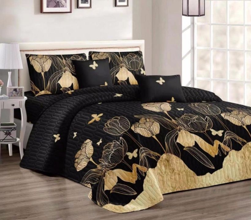 5 Piece Quilt Set Gold Flowered Bedspread Set Shop Today. Get it