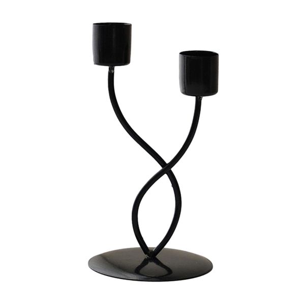 Modern Twisted Candle Holder - Black
